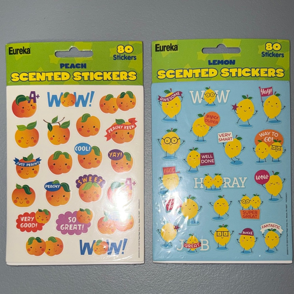 160 Eureka Peach & Lemon Scented Stickers - Orange & Yellow
